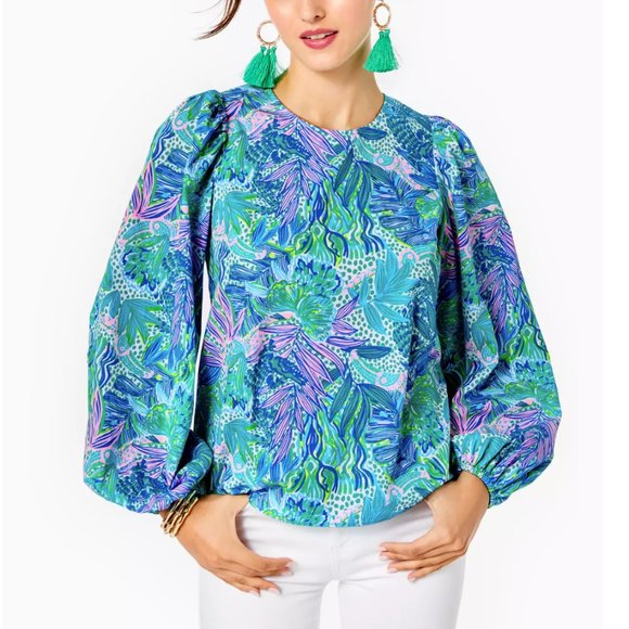 Lilly Pulitzer Tops - Lynnley Top Color: Botanical Green Holiday In The Sun